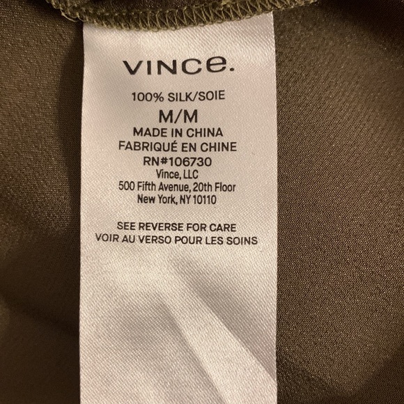 Vince, Moss Green Silk Tunic, Sz M - Picture 4 of 6